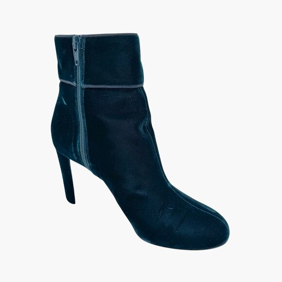 Christian Louboutin Moulamax Teal Velvet Block Heel Ankle Boots Size 38.5 US 8.5 - Picture 12 of 15